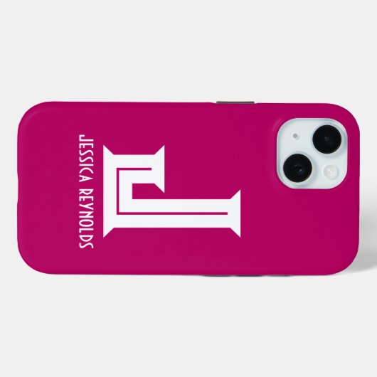 Minimale Monogram Hot Pink Case-Mate iPhone Case (Achterkant (horizontaal))