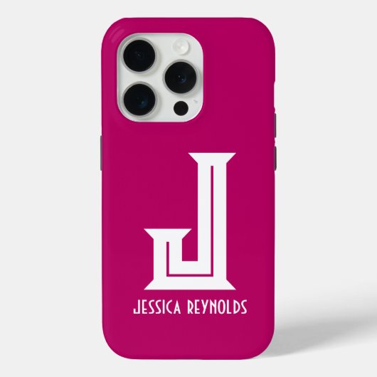 Minimale Monogram Hot Pink Case-Mate iPhone Case (Achterkant)