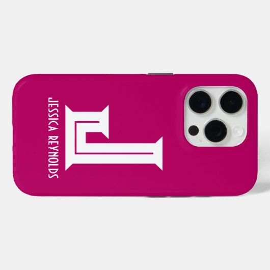 Minimale Monogram Hot Pink Case-Mate iPhone Case (Achterkant (horizontaal))