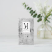 Minimale Monogram Houtskool Grijs Marmeren Textuur Visitekaartje (Staand voorkant)
