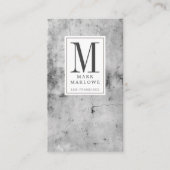 Minimale Monogram Houtskool Grijs Marmeren Textuur Visitekaartje (Voorkant)