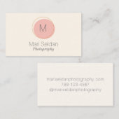 Minimale monogram in Blush Pink en Cream Visitekaartje (Voorkant / Achterkant)