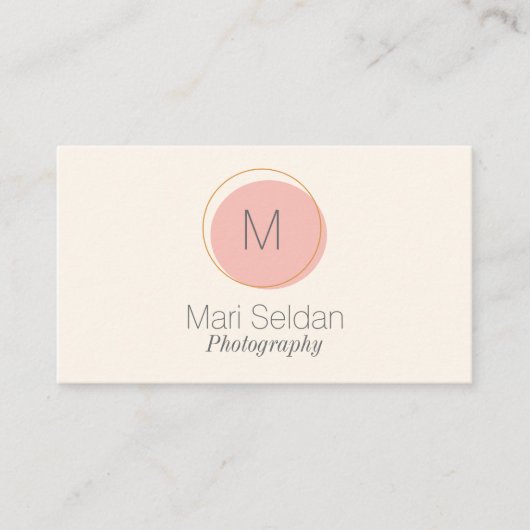 Minimale monogram in Blush Pink en Cream Visitekaartje (Voorkant)