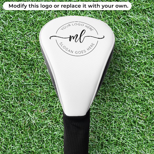Minimale Monogram Initiaal Logo Zwart en Wit Golfheadcover