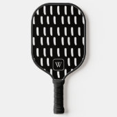 Minimale Monogram Initiaal met Zwarte Witte Kwasts Pickleball Paddle (Voorkant)