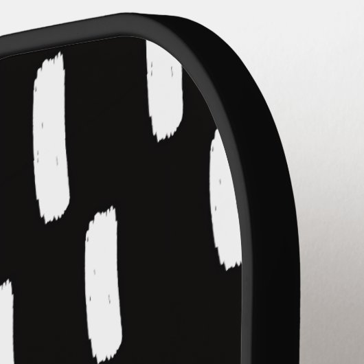 Minimale Monogram Initiaal met Zwarte Witte Kwasts Pickleball Paddle (Links Detail)