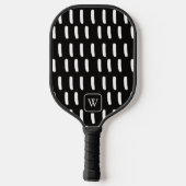 Minimale Monogram Initiaal met Zwarte Witte Kwasts Pickleball Paddle (Achterkant)