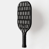 Minimale Monogram Initiaal met Zwarte Witte Kwasts Pickleball Paddle (Links)