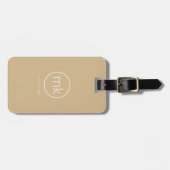 Minimale Monogram Initiaal Neutraal Beige & Wit Bagagelabel (Voorkant horizontaal)