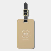 Minimale Monogram Initiaal Neutraal Beige & Wit Bagagelabel (Voorkant verticaal)