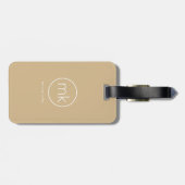Minimale Monogram Initiaal Neutraal Beige & Wit Bagagelabel (Achterkant horizontaal)