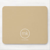 Minimale Monogram Initiaal Neutraal Beige & Wit Muismat (Voorkant)