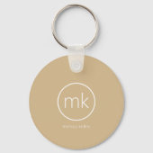 Minimale Monogram Initiaal Neutraal Beige & Wit Sleutelhanger (Achterkant)