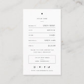 Minimale Monogram Kleding Prijslabel Visitekaartje (Achterkant)