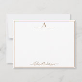 Minimale Monogram Letter Single Border Note Card Notitiekaartje (Voorkant)