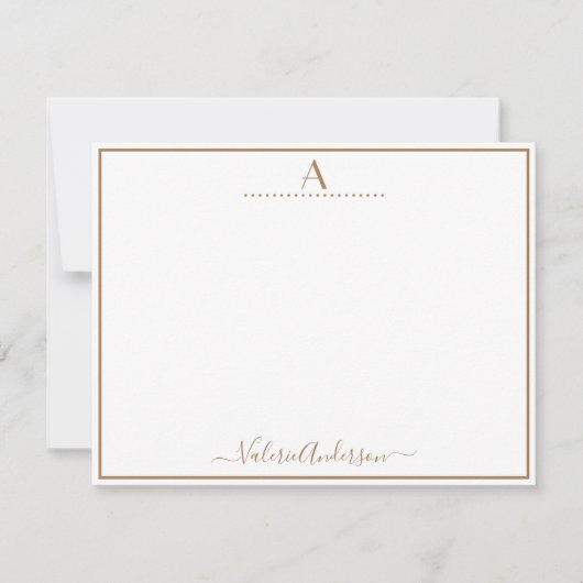 Minimale Monogram Letter Single Border Note Card Notitiekaartje (Voorkant)