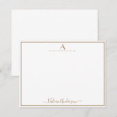 Minimale Monogram Letter Single Border Note Card Notitiekaartje (Voorkant / Achterkant)