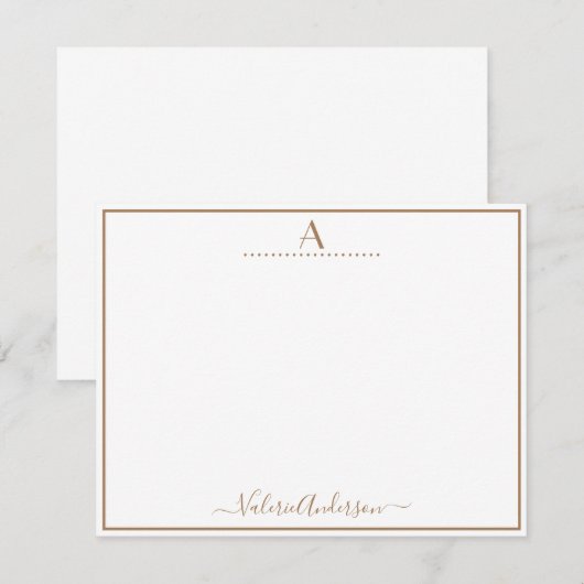Minimale Monogram Letter Single Border Note Card Notitiekaartje (Voorkant / Achterkant)