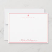 Minimale Monogram Letter Single Border Note Card Notitiekaartje (Voorkant)