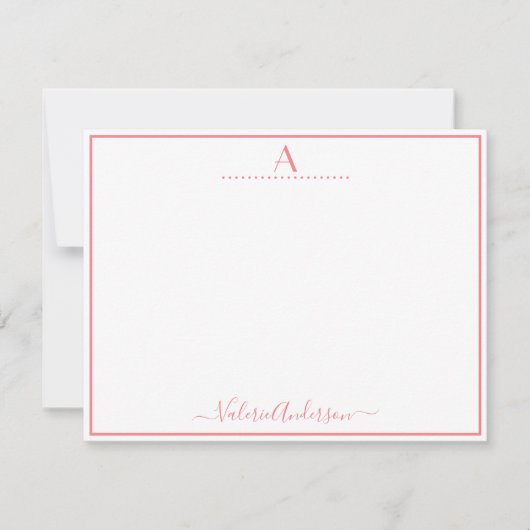 Minimale Monogram Letter Single Border Note Card Notitiekaartje (Voorkant)