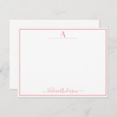 Minimale Monogram Letter Single Border Note Card Notitiekaartje (Voorkant / Achterkant)