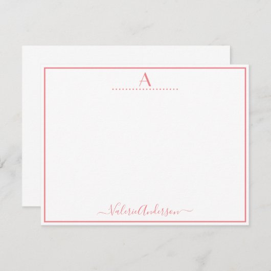 Minimale Monogram Letter Single Border Note Card Notitiekaartje (Voorkant / Achterkant)
