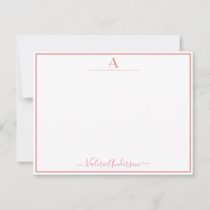 Minimale Monogram Letter Single Border Note Card Notitiekaartje