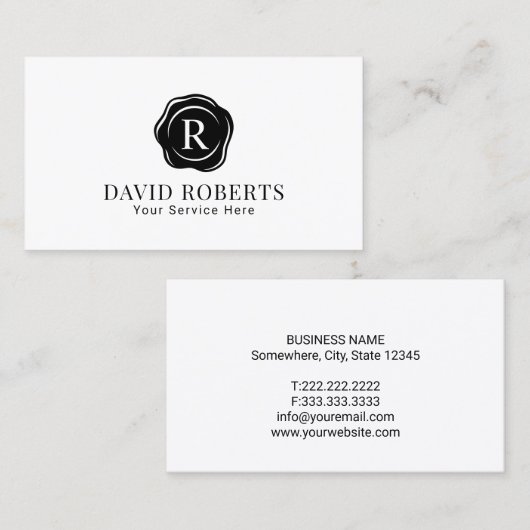 Minimale monogram Logo Plain Visitekaartje (Voorkant / Achterkant)