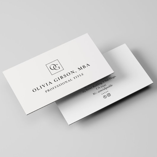 Minimale Monogram Logo Vierkante Initialen Profess Visitekaartje
