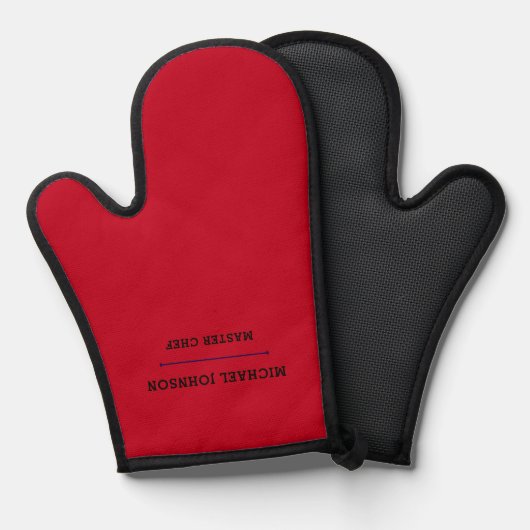 Minimale Monogram Master Chef Rode en Zwarte Keuke Ovenwant (Voorkant / Achterkant)