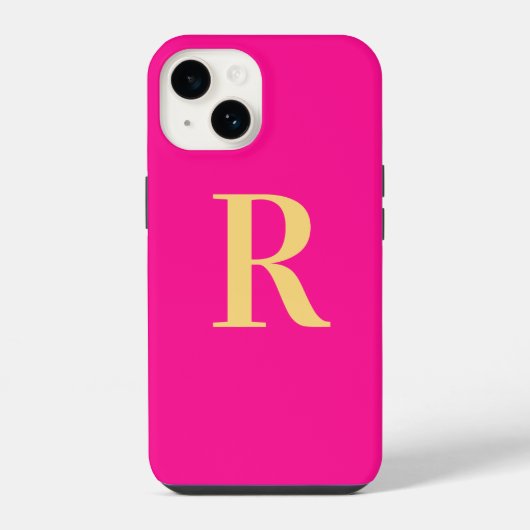 Minimale Monogram Moderne Heet Roze iPhone Hoesje (Achterkant)