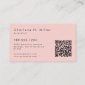 Minimale Monogram Moderne Roze QR Professioneel Visitekaartje (Achterkant)