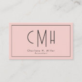Minimale Monogram Moderne Roze QR Professioneel Visitekaartje (Voorkant)