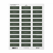 Minimale Monogram Mos Groen Bruiloft Retouradres Etiket (Full Sheet)