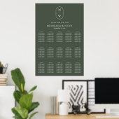 Minimale Monogram Mos Groene Bruiloft Zitting Graf Poster (Thuiskantoor)