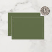 Minimale monogram naam Herringbone Olive Notitiekaartje (Voorkant / Achterkant in situ)