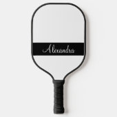 Minimale monogram naam wit en zwart pickleball paddle (Voorkant)