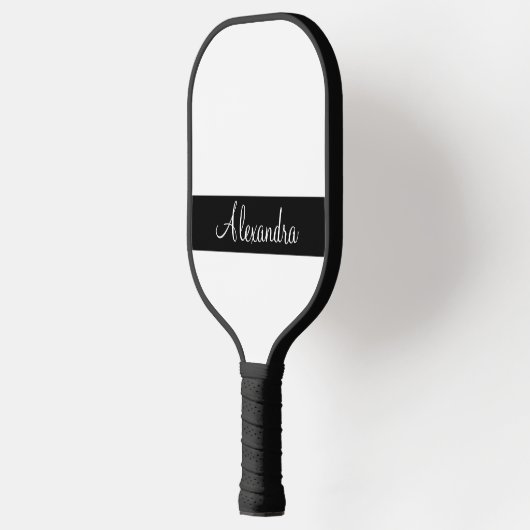 Minimale monogram naam wit en zwart pickleball paddle (Links)