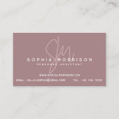 Minimale monogram Natuurlijke Kijk Paars Visitekaartje (Achterkant)