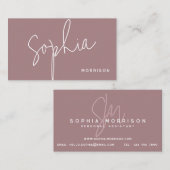 Minimale monogram Natuurlijke Kijk Paars Visitekaartje (Voorkant / Achterkant)