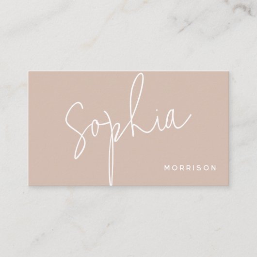 Minimale monogram Natuurlijke Kijk Roze Visitekaartje (Voorkant)