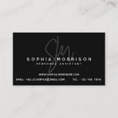 Minimale monogram Natuurlijke Kijk Zwart Visitekaartje (Achterkant)