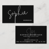 Minimale monogram Natuurlijke Kijk Zwart Visitekaartje (Voorkant / Achterkant)
