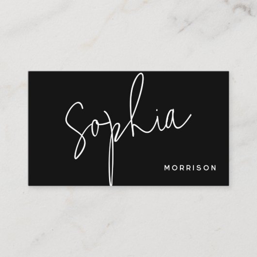 Minimale monogram Natuurlijke Kijk Zwart Visitekaartje (Voorkant)
