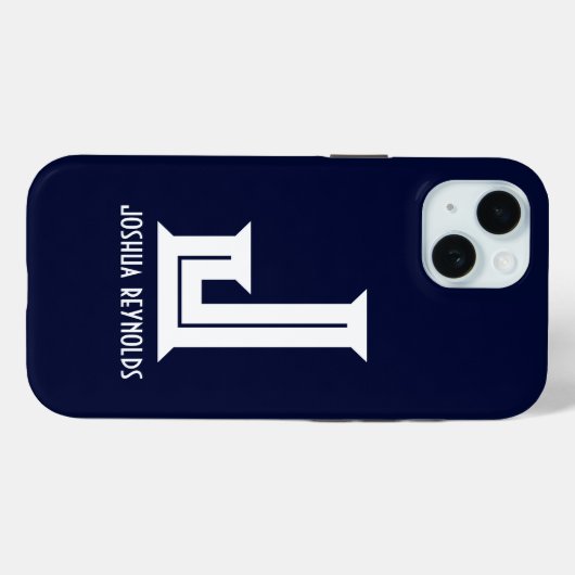 Minimale Monogram Navy Blauwe Case-Mate iPhone Case (Achterkant (horizontaal))