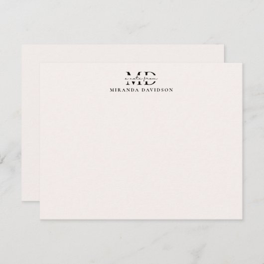 Minimale monogram Note-Kaart Notitiekaartje (Voorkant / Achterkant)