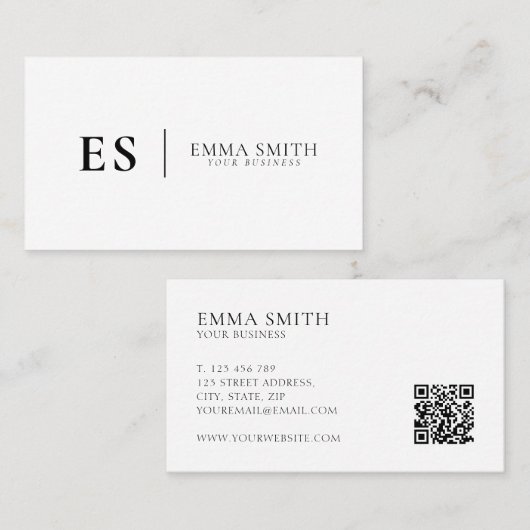 Minimale monogram Professional Visitekaartje (Voorkant / Achterkant)