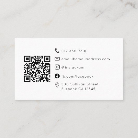 Minimale monogram QR-code Visitekaartje (Achterkant)