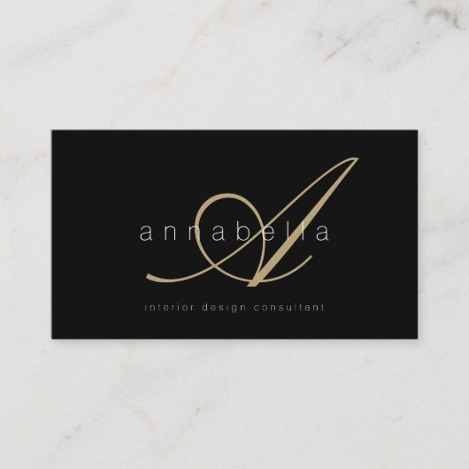 Minimale monogram QR-code Visitekaartje (Voorkant)