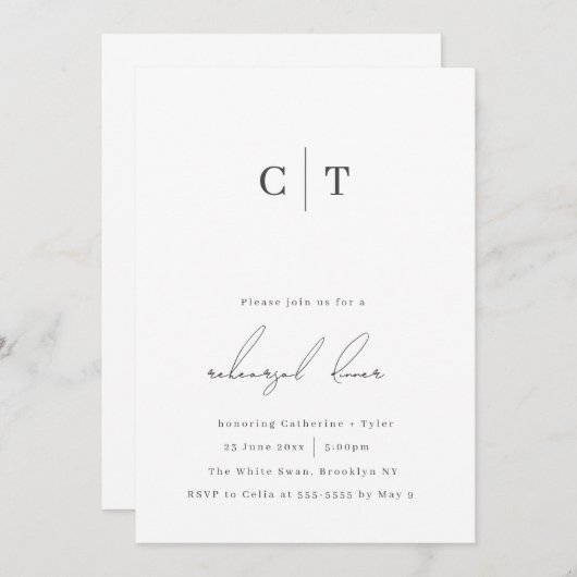 Minimale monogram repetitie binnenuit kaart (Voorkant / Achterkant)